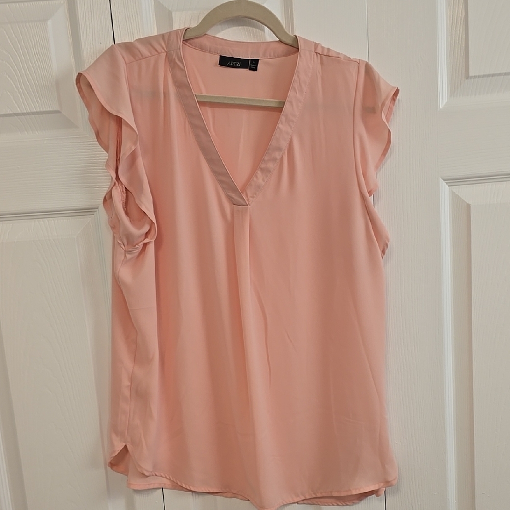 Apt. 9 Pink Flutter Sleeve Ruffled Blouse